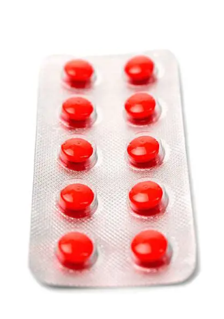Red tablets blister pack